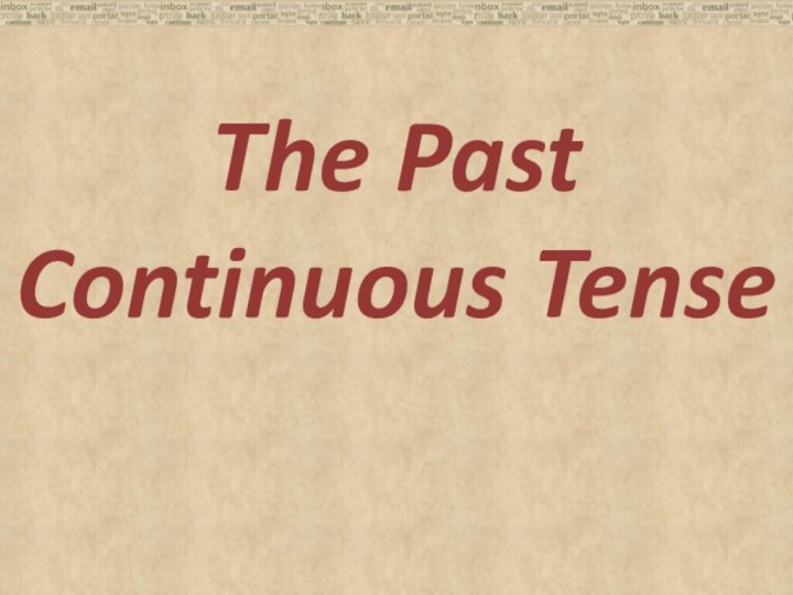 The Past  Continuous Tense