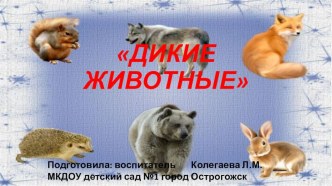 Дикие детёныши и их родители. презентация к уроку (младшая группа)