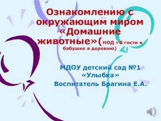 НОД по ознакомлению с окружающим в младшей группе В гости к бабушке в деревню план-конспект занятия по окружающему миру (младшая группа)