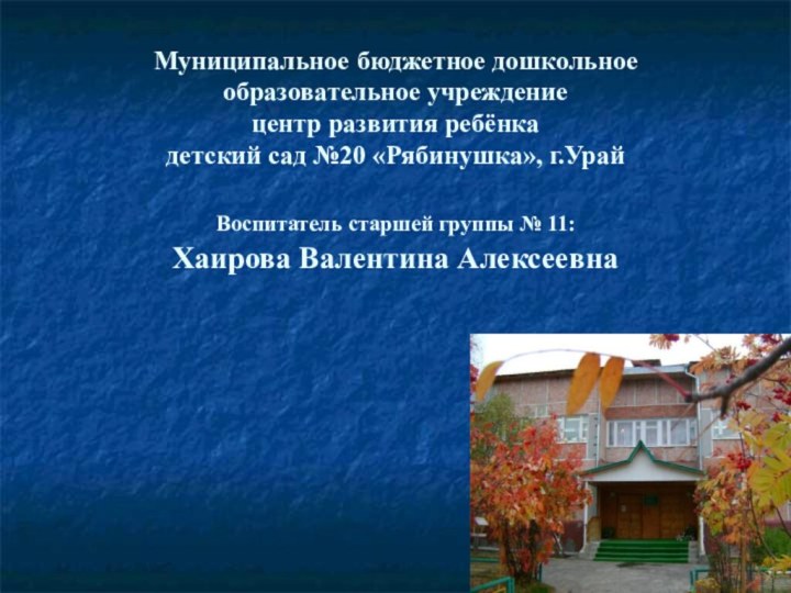 Муниципальное бюджетное дошкольное образовательное учреждение центр развития ребёнка  детский сад №20