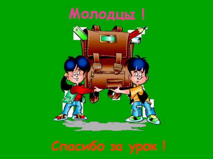 Спасибо за урок !Молодцы !