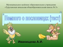 Презентация Немного о пословицах (тест) презентация к уроку (3 класс)