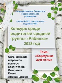 Конкурс среди родителей группы детского сада. Тема : Кормушки для птиц. проект (старшая группа)