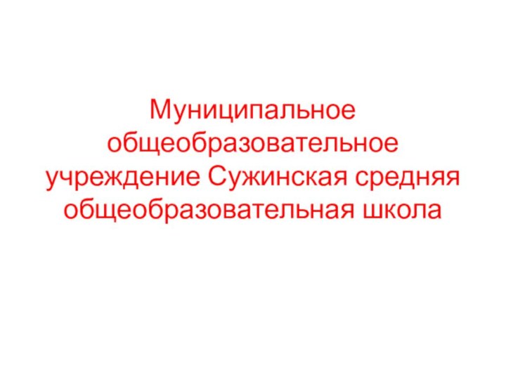 Муниципальное общеобразовательное учреждение Сужинская средняя общеобразовательная школа