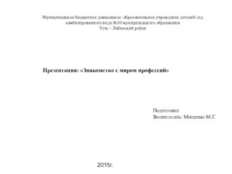 презентация профессии презентация к уроку по окружающему миру (средняя группа)