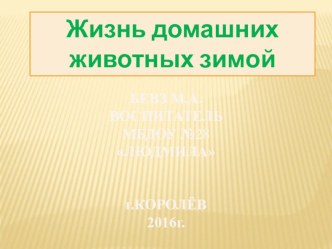 презентацияжизнь домашних животных зимой презентация к уроку по окружающему миру (средняя группа)