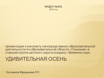 Презентация к НОД Удивительная осень презентация к уроку по окружающему миру (старшая группа)