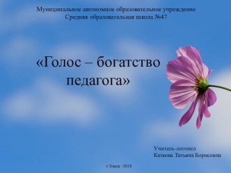 Голос - богатство педагога консультация по логопедии