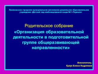 Организация образовательной деятельности в подготовительной группе общеразвивающей направленности материал (подготовительная группа)