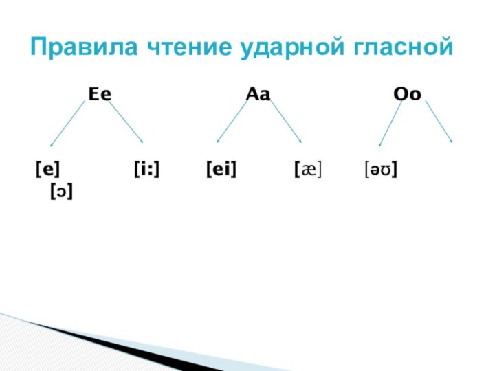 Правила чтение ударной гласной     Ee