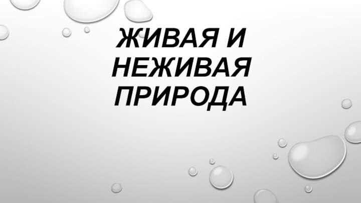 ЖИВАЯ И НЕЖИВАЯ ПРИРОДА