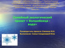 Семейный экологический проект Волшебница – вода проект по окружающему миру по теме