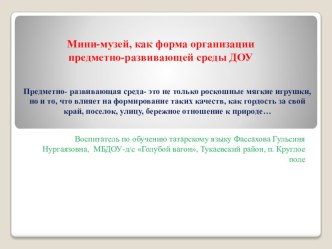 Развивающая среда (мини- музей) презентация к уроку (старшая, подготовительная группа)