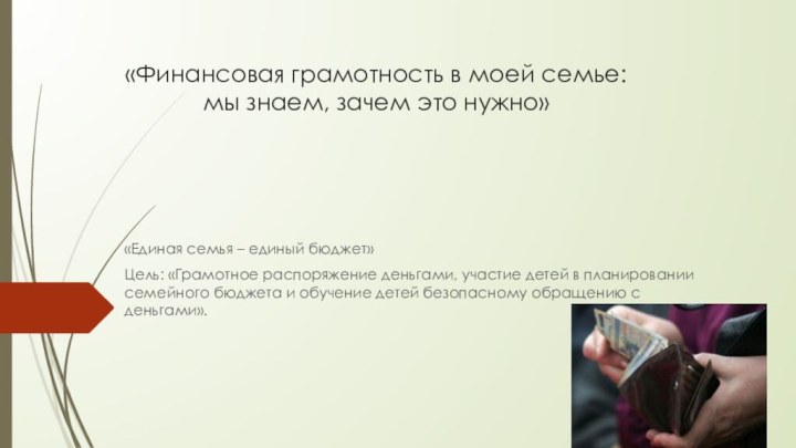 «Финансовая грамотность в моей семье:  мы знаем, зачем это нужно»«Единая семья