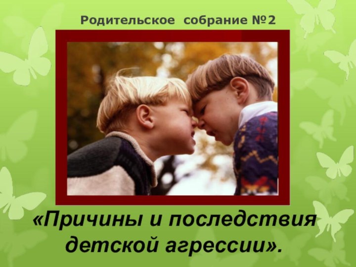 Родительское собрание №2«Причины и последствия детской агрессии».