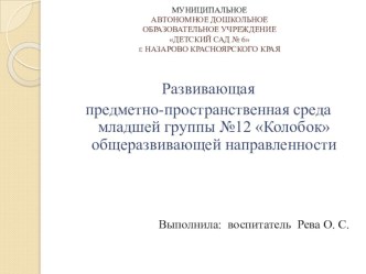 Развивающая предметно-пространственная среда методическая разработка (младшая группа)
