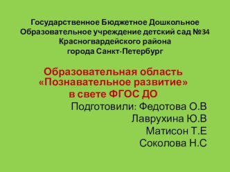 Образовательная область Познавательное развитие в свете ФГОС ДО методическая разработка