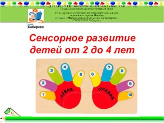 Сенсорика.Развитие сенсорных представлений. презентация по теме