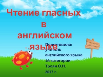 Презентация по английскому языку Чтение гласных в английском языке презентация к уроку по иностранному языку (2 класс)