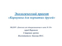 Экологический проект  Кормушка для пернатых друзей презентация к уроку по окружающему миру (старшая группа)