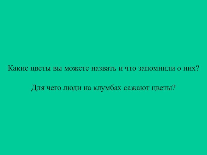 Какие цветы вы можете назвать и что запомнили о них?  Для