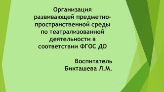 Организация развивающей предметно-пространственной среды по театрализованной деятельности в соответствии ФГОС ДО презентация к уроку по музыке (подготовительная группа)