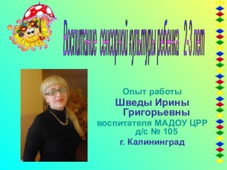 сенсорное развитие презентация к уроку (младшая группа)