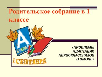Проблемы адаптации первоклассников в школе презентация к уроку (1 класс) по теме