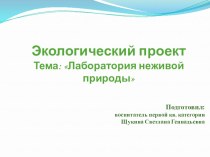 Презентация экологического проекта Лаборатория неживой природы презентация к уроку по окружающему миру (средняя группа)