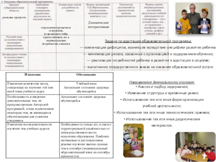 реальные трудности.определение предметного содержания, позволяющего гибко приспосабливать его к индивидуальным потребностям учащихся