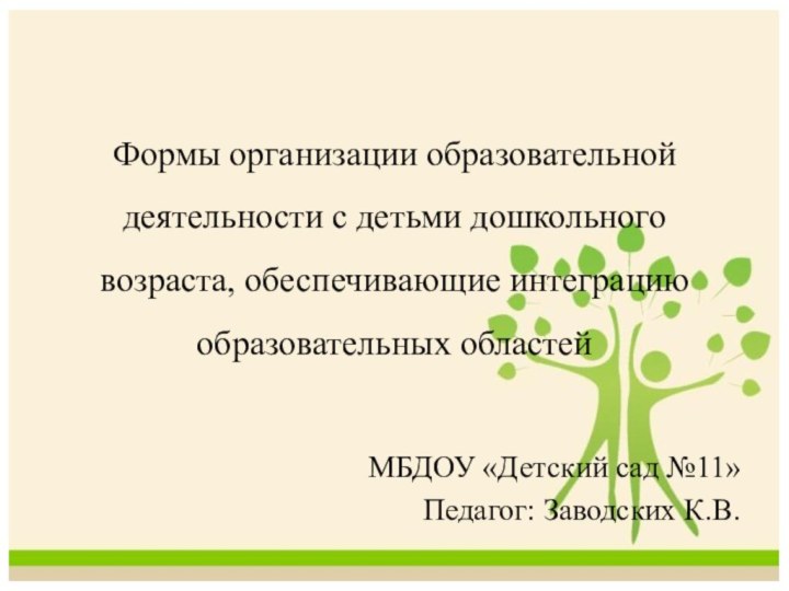 Формы организации образовательной деятельности с детьми дошкольного возраста, обеспечивающие интеграцию образовательных областейМБДОУ