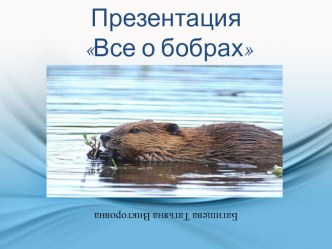 Познакомить воспитанников с интересным животным - бобром презентация по окружающему миру