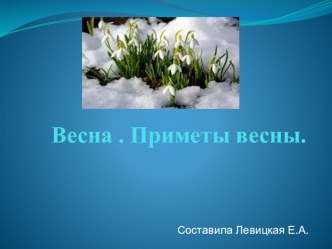 Презентация Весна. Приметы весны презентация к уроку по окружающему миру (старшая группа)