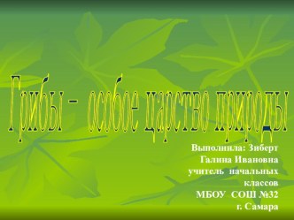 Презентация Грибы  2 класс по системе Занкова презентация к уроку по окружающему миру (2 класс)