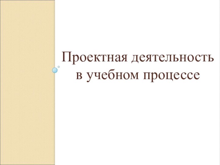 Проектная деятельность в учебном процессе