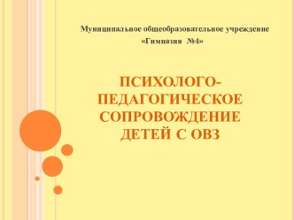 Психолого-педагогическое сопровождение детей с ОВЗ. презентация к уроку