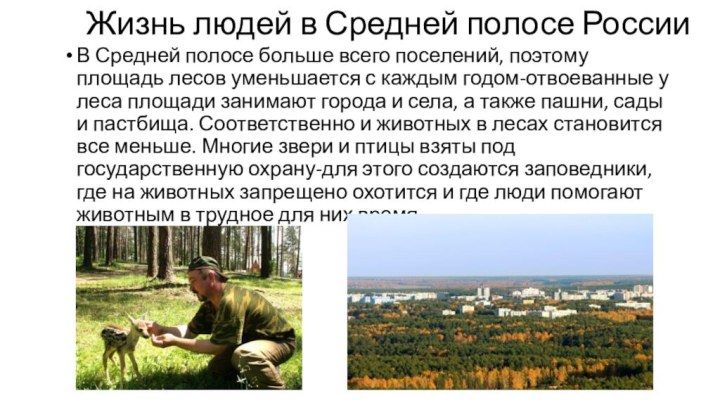 Жизнь людей в Средней полосе РоссииВ Средней полосе больше всего поселений, поэтому