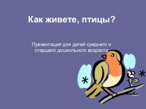 Презентация к занятию по окружающему миру Как живете птицы? презентация к уроку по окружающему миру (старшая группа)