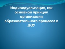 Индивидуализация, как основной принцип организации образовательного процесса в ДОУ. презентация