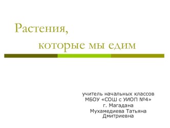 Растения, которые мы едим план-конспект урока по окружающему миру (2 класс) по теме