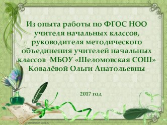 Из опыта работы по ФГОС НОО материал