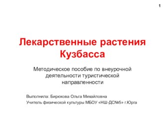 Лекарственные растения Кузбасса методическая разработка