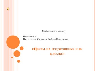 Цветы на подоконнике и на клумбе проект по окружающему миру (младшая группа)