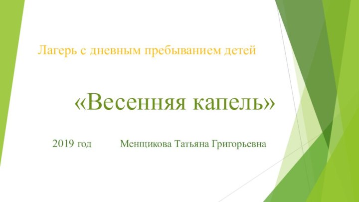 Лагерь с дневным пребыванием детей  «Весенняя капель»2019 год