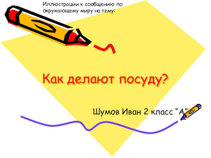 Как делают посуду?Шумов Иван 2 класс “А”Иллюстрации к сообщению по окружающему миру на тему: