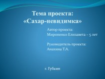 Исследовательский проект Сахар - невидимка проект по окружающему миру