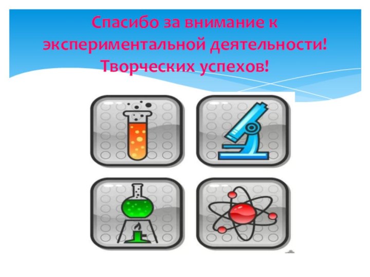 Спасибо за внимание к экспериментальной деятельности! Творческих успехов!