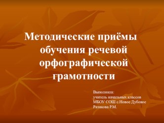 Современные подходы к обучению орфографии в начальной школе. статья по русскому языку по теме