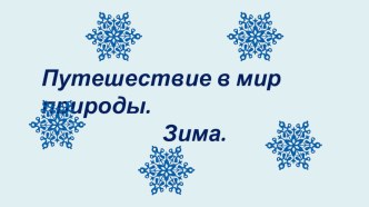 Путешествие в мир природы. Зима. презентация к уроку по окружающему миру (старшая группа)