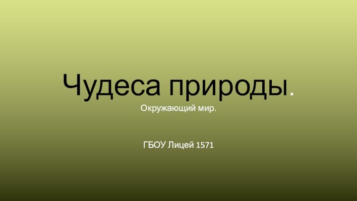 Чудеса природы.Окружающий мир.ГБОУ Лицей 1571